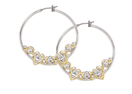 Heart Collection CZ Large Hoop Earrings