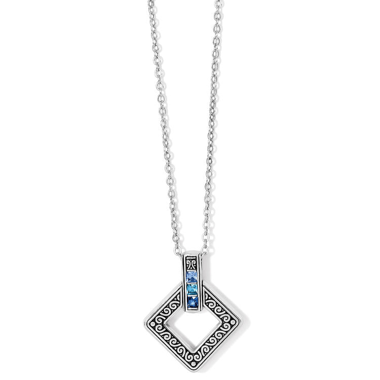 Spectrum Light Blue Square Necklace