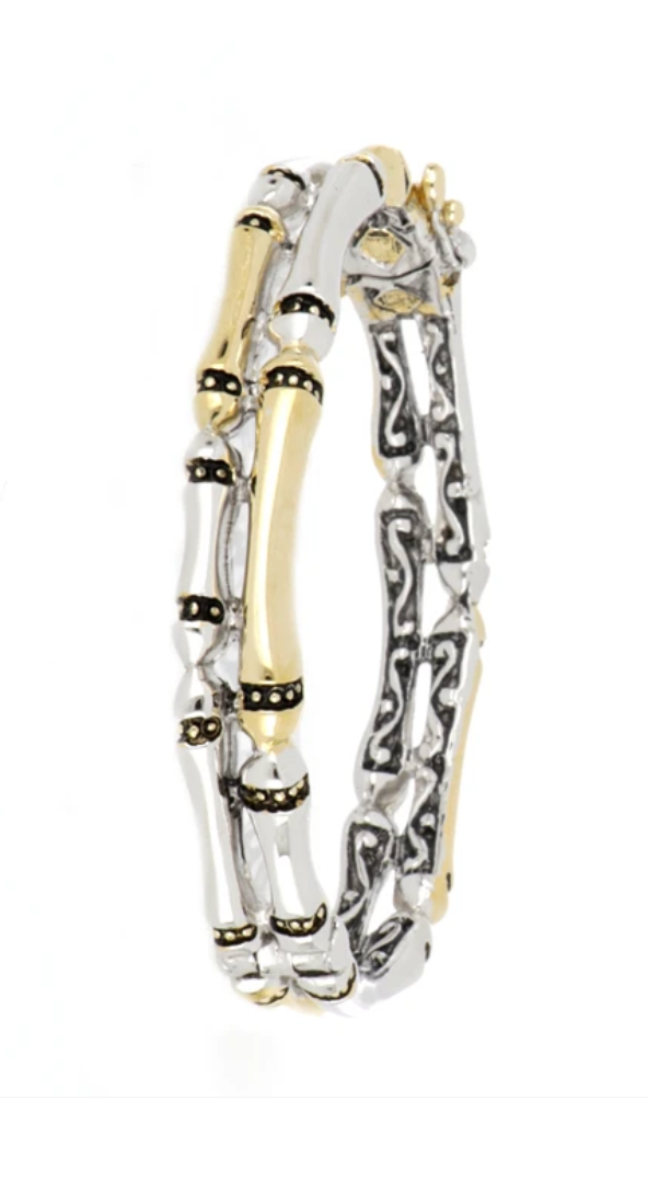 Canias Original Collection Two Row Hinged Bangle Bracelet B4066-A00L