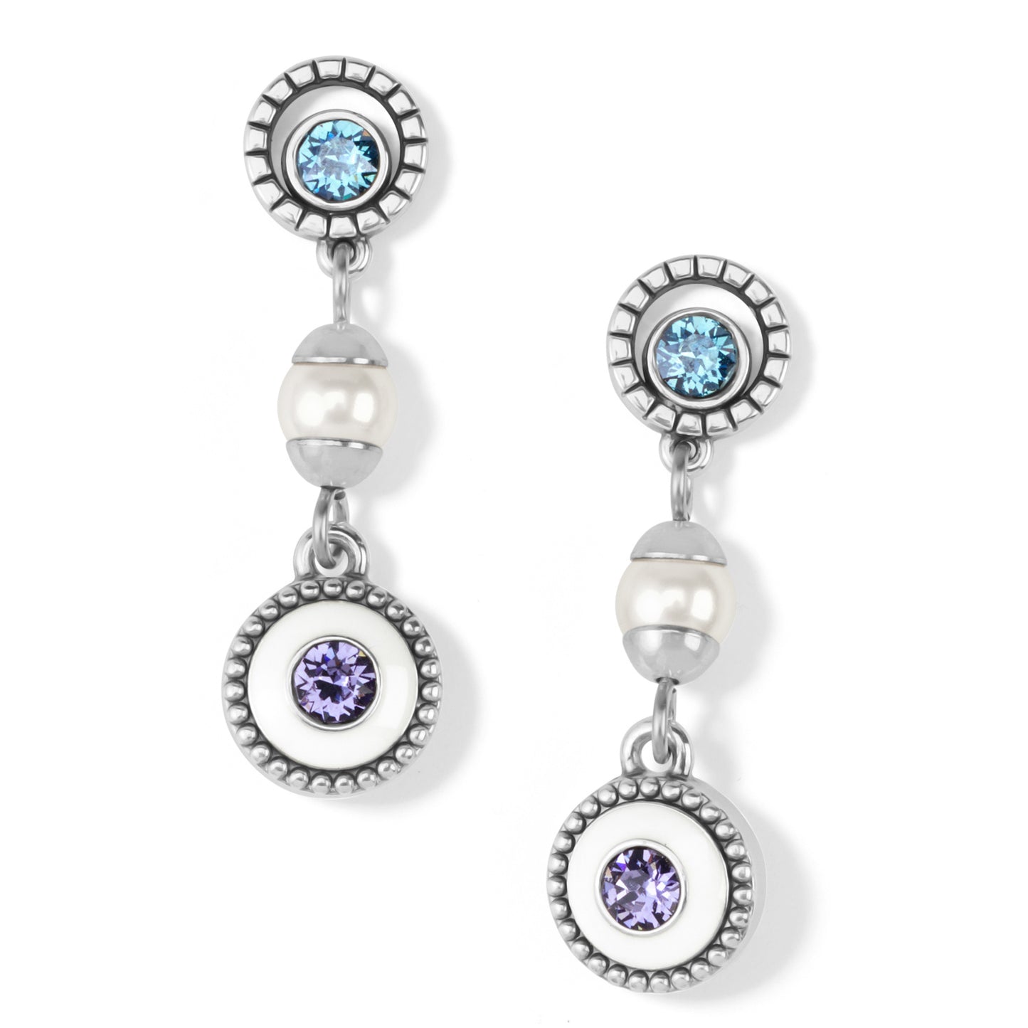 Halo Light Pearl Post Drop Earrings
