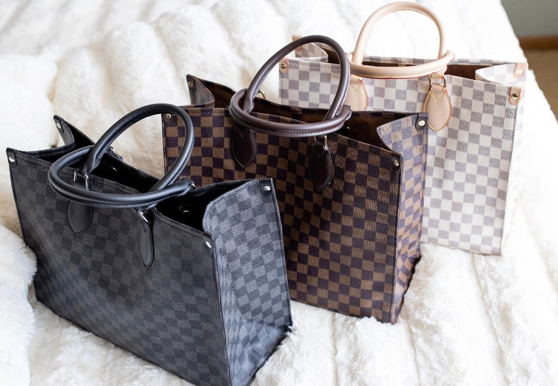 Elizabeth Checkered Tote Purse