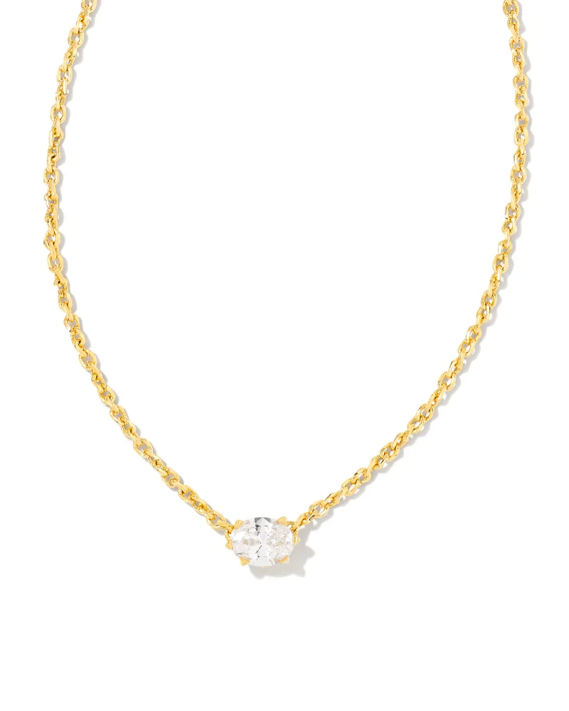 Cailin Pendant Necklace Gold White CZ