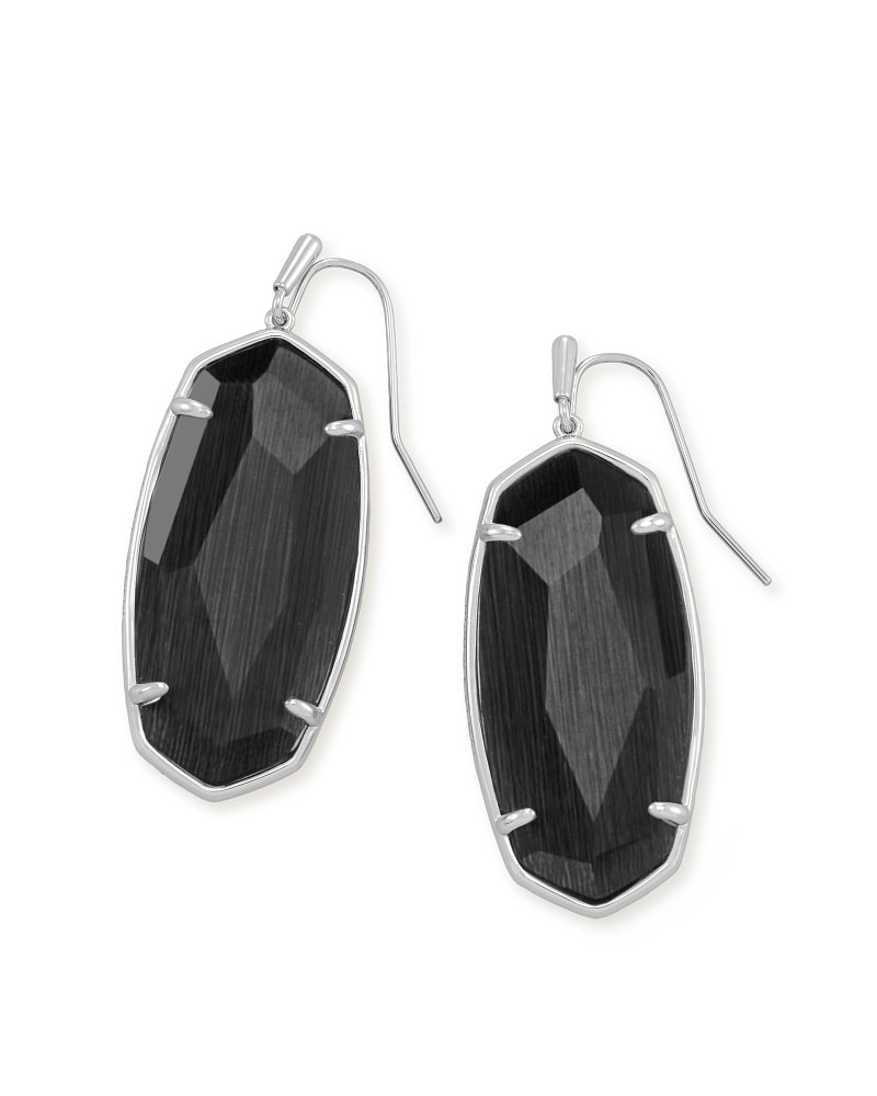 Faceted Elle Drop Earrings Gold Black Pyrite