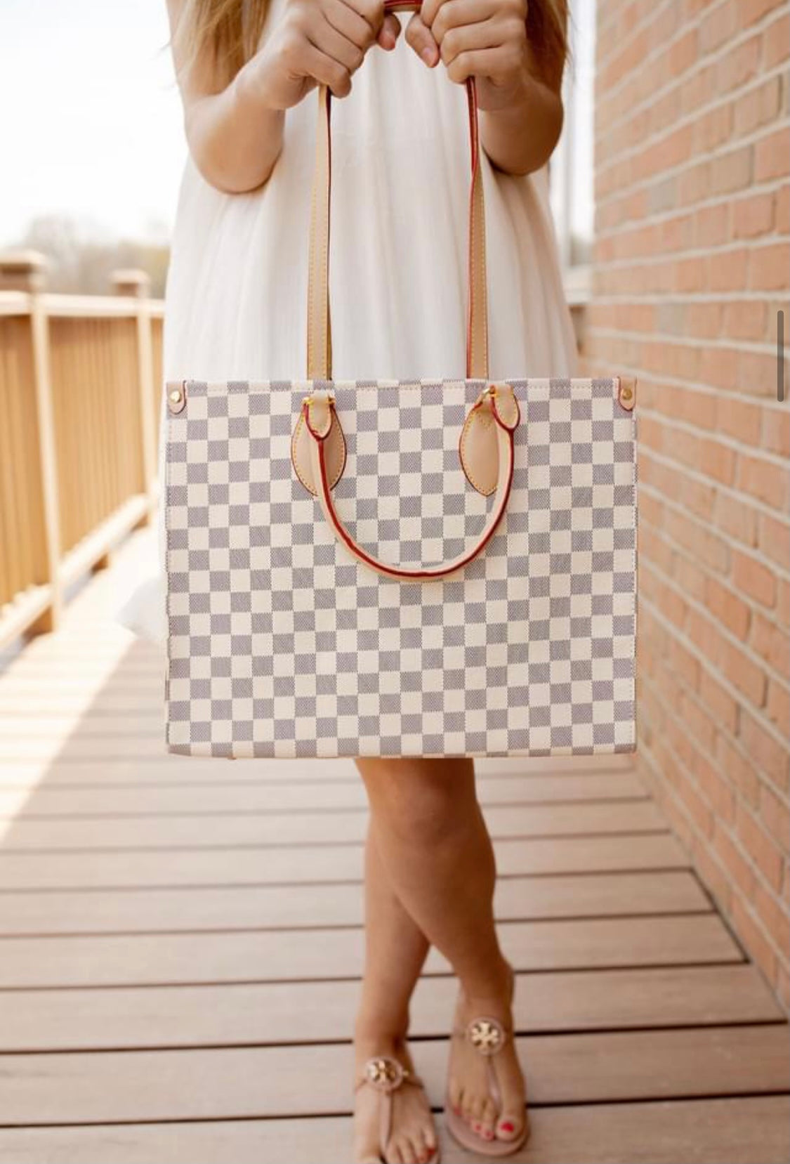 Elizabeth Checkered Tote Purse