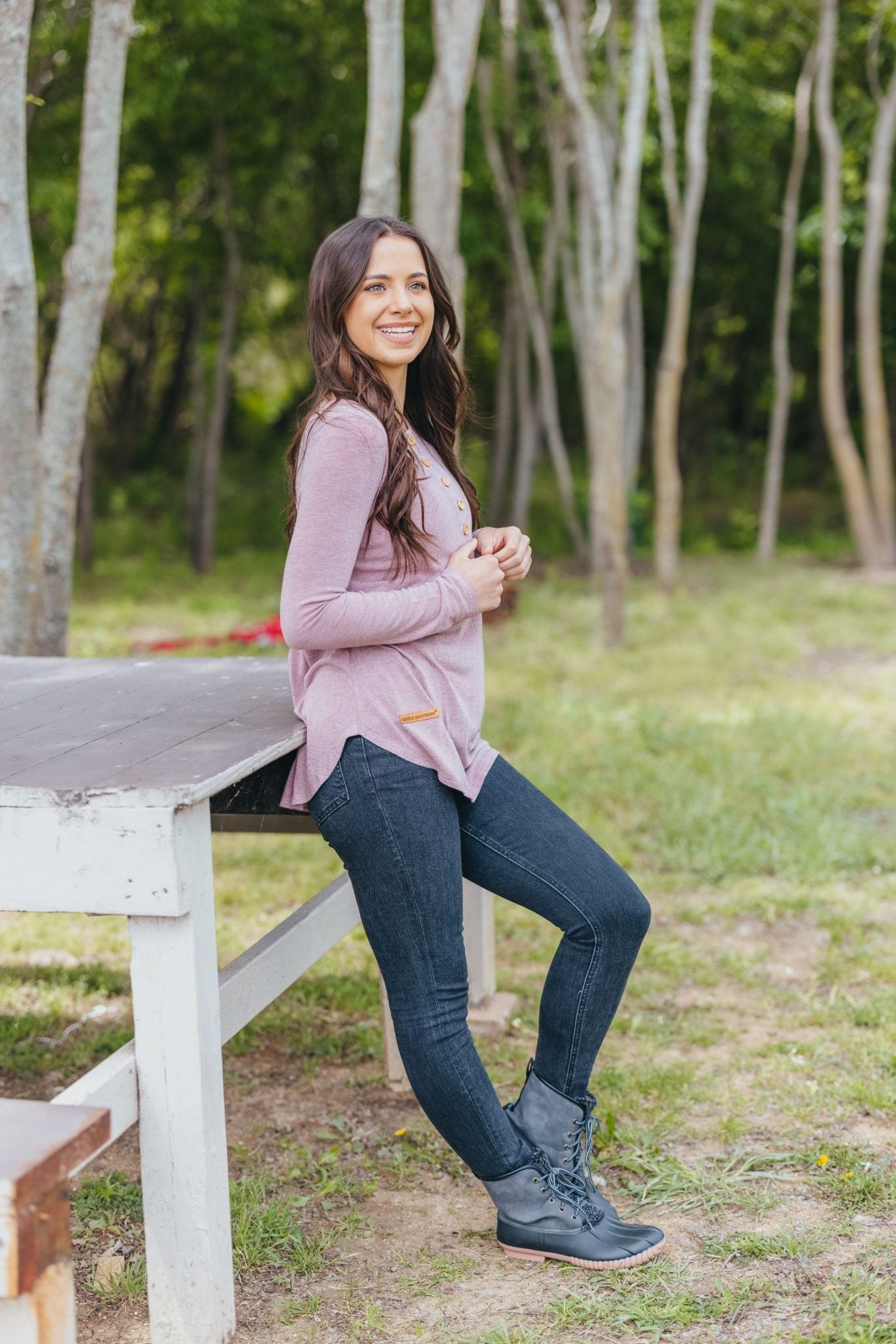 Henley Long Sleeve - Mauve