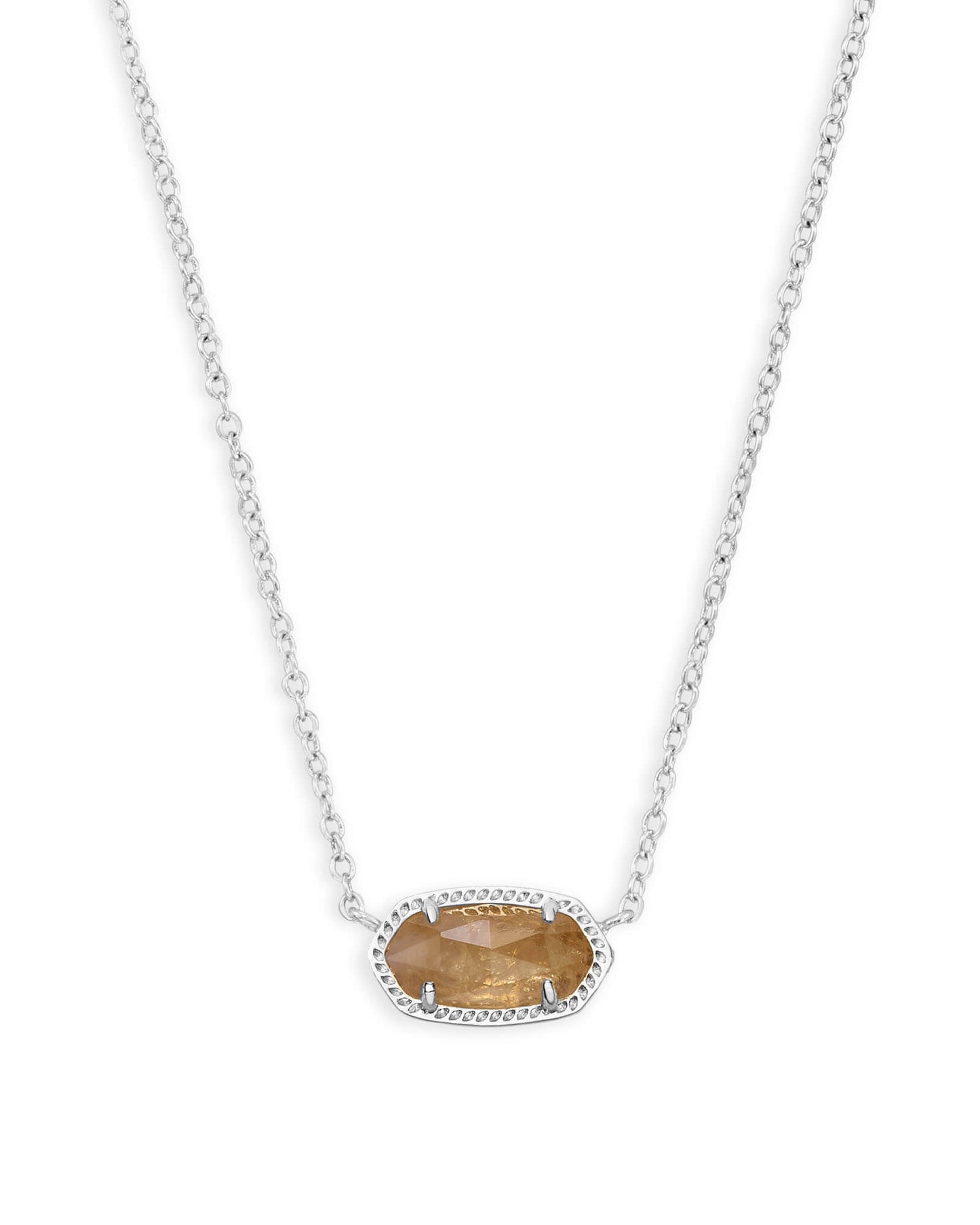 Elisa Necklace Rhodium Orange Citrine Quartz
