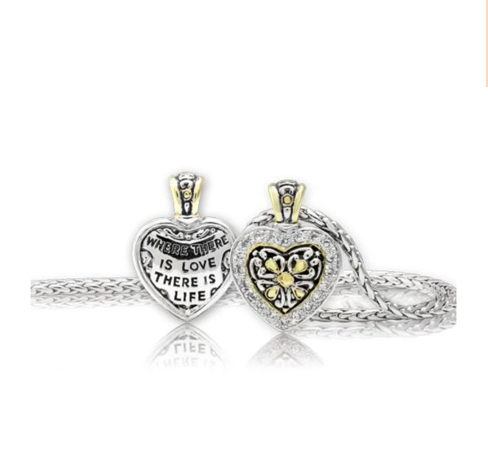 Heart Collection Reversible Pavé CZ Filigree Necklace K3752-AF00