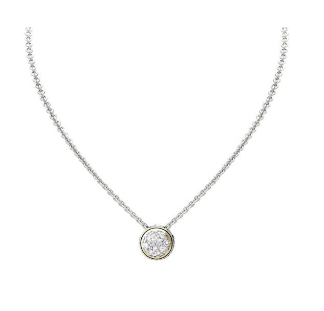 Oval Link Collection Lanna Solitaire Pavé Necklace N3645-AF00