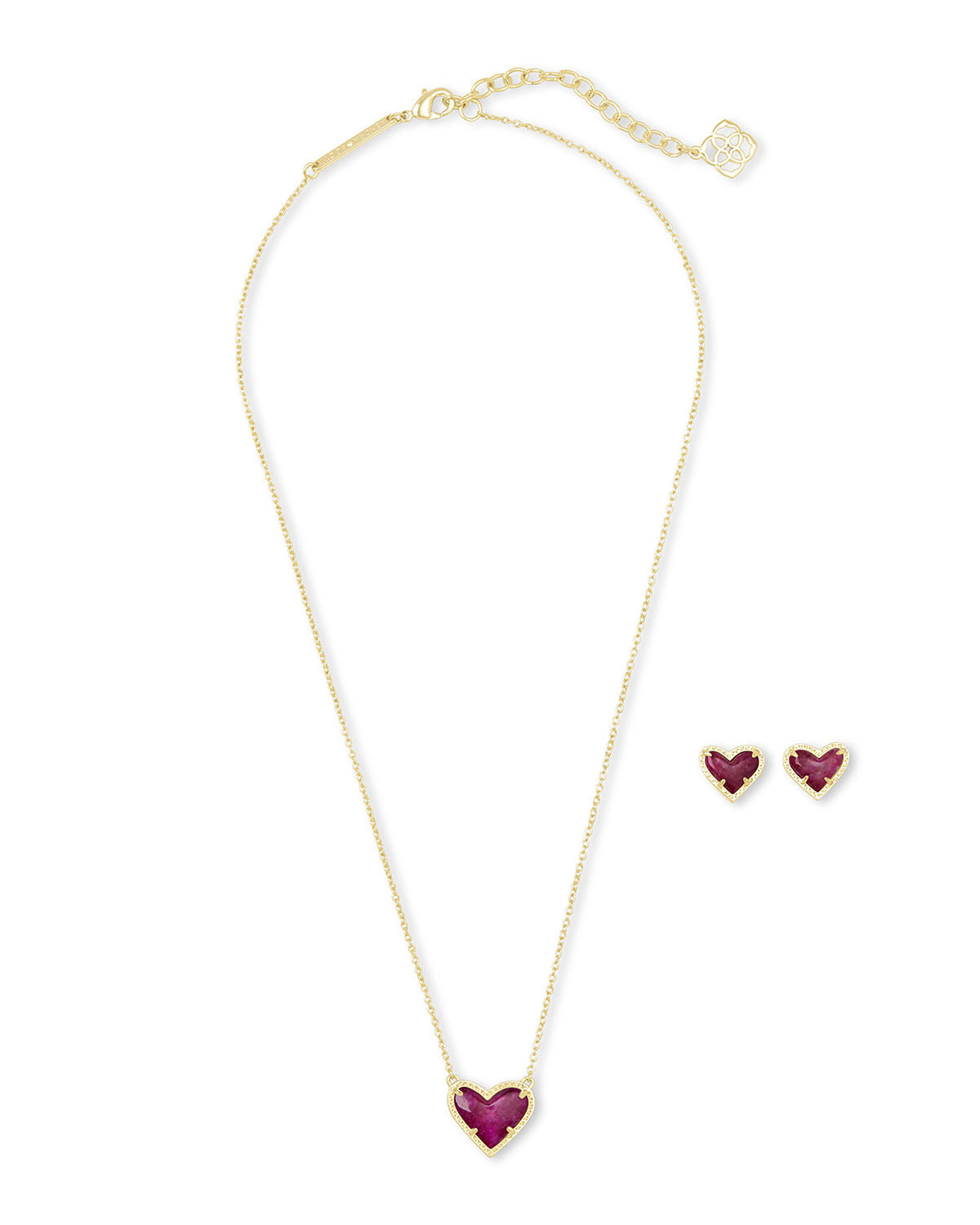 Gift Set Ari Heart Pendant & Stud Gold/Rasp Labradorite