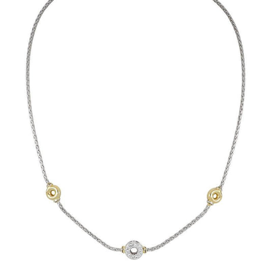CICLO D'AMOR PETITE PAVÉ & GOLD 3 STATION NECKLACE