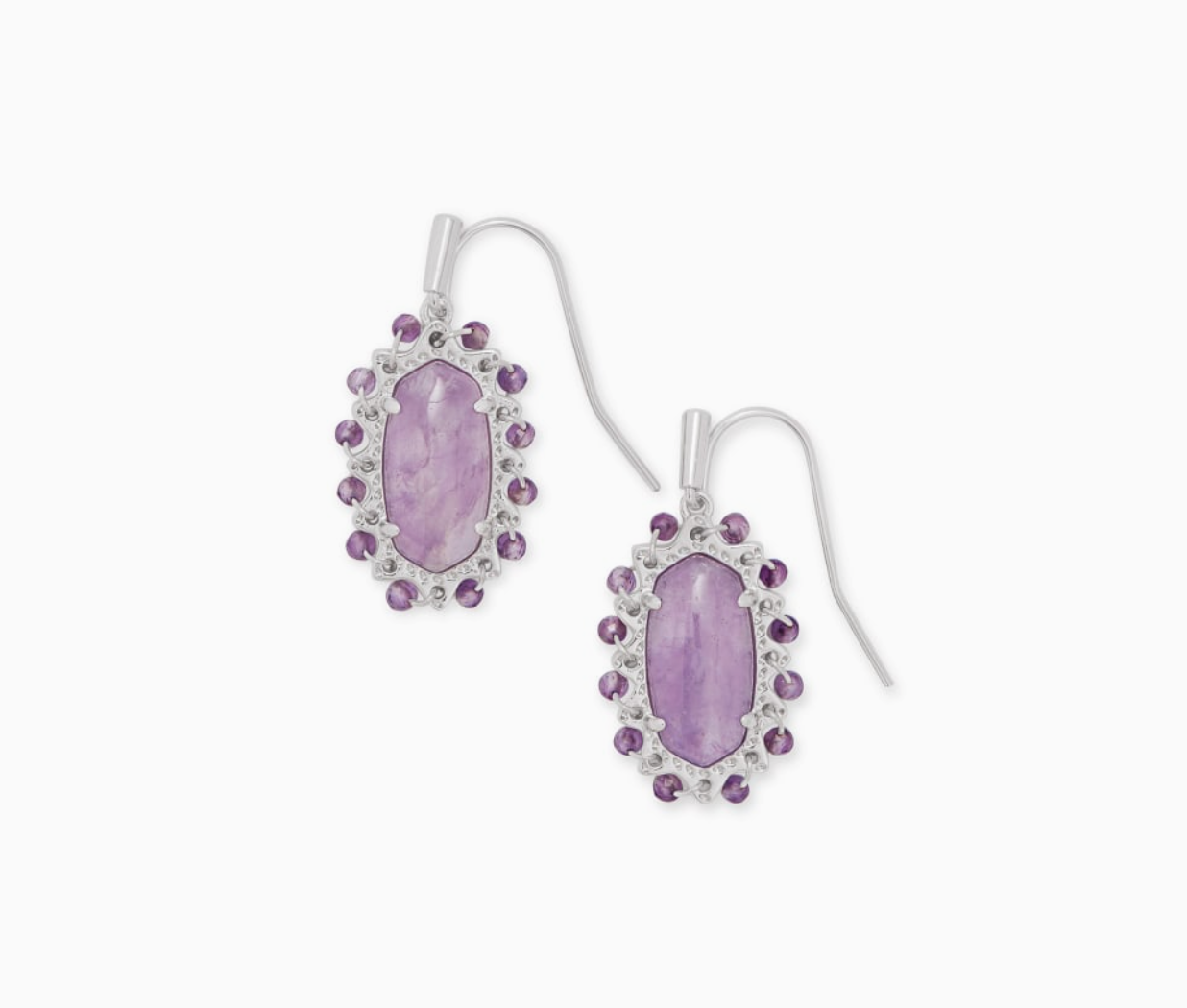 Beaded Lee Drop Earring Rhod/Light Amethyst