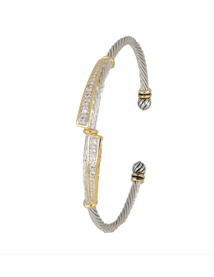 Celebration Petite Pavé Duel Channel Wire Cuff Bracelet B5238-AF00