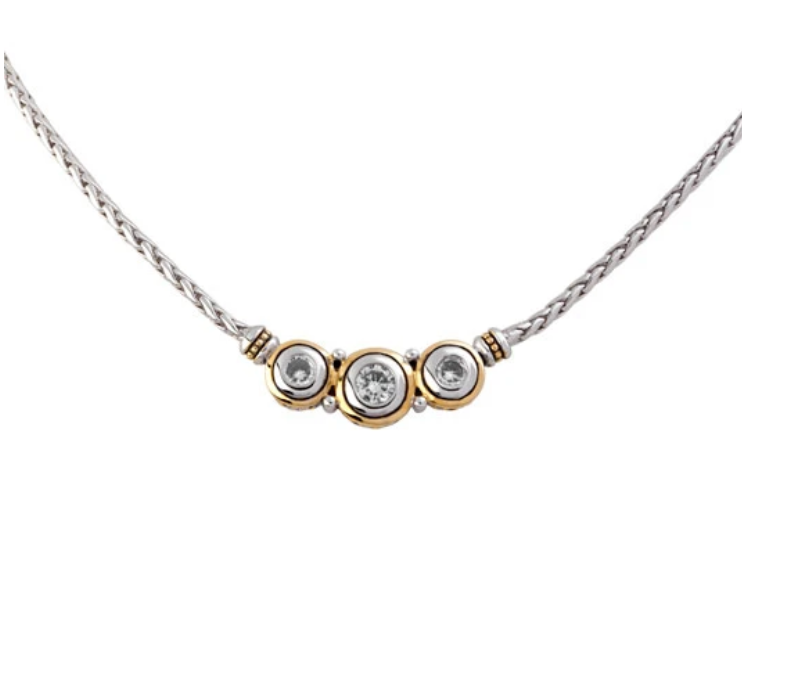 Beijos Three Stone CZ Necklace N5028-AF03
