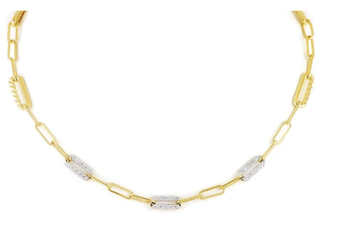 Diamante Three Station Pavé Necklace N5357-GF04
