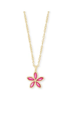 Kyla Flower Pndnt Nck Gold Raspberry MOP