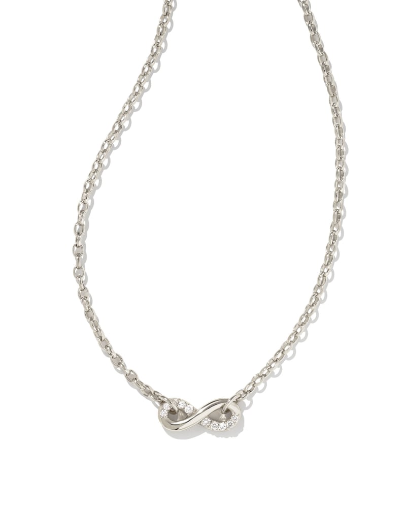 Annie Infinity Rhodium White Crystal Necklace