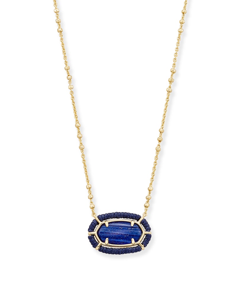 Threaded Elisa Necklace Rhodium Navy Dusted Glass