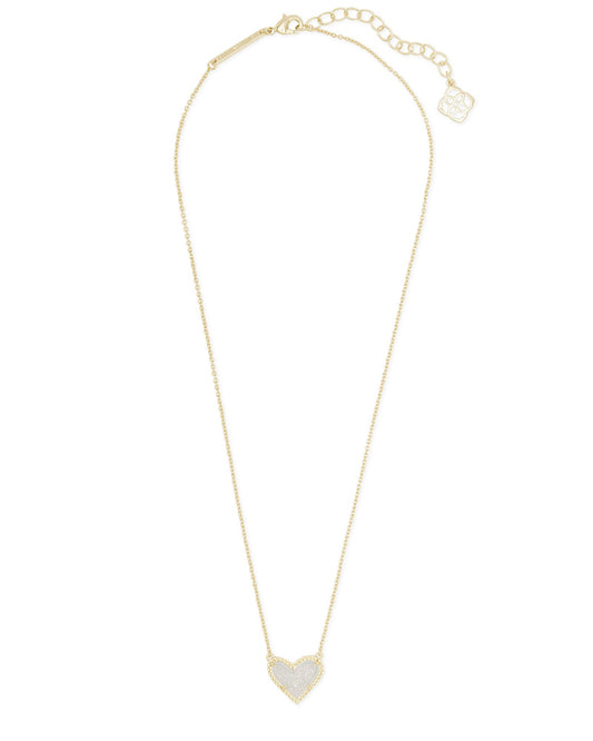 Ari Heart Pendant Necklace Gold Iridescent Drusy - She Chester