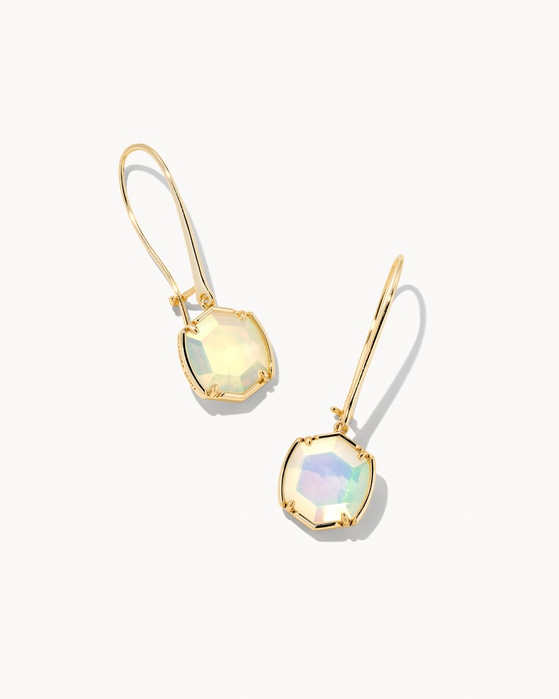 Davis Drop Earrings Gold Iridescent Opalite