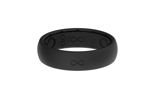 Thin Black/Black Groove Ring -