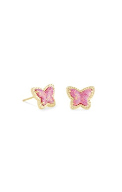 Lillia Butterfly Stud Earring Gold Rose Pink Opal