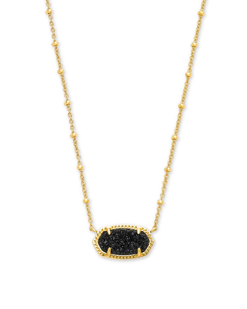 Elisa Satellite Gold Black Drusy Necklace