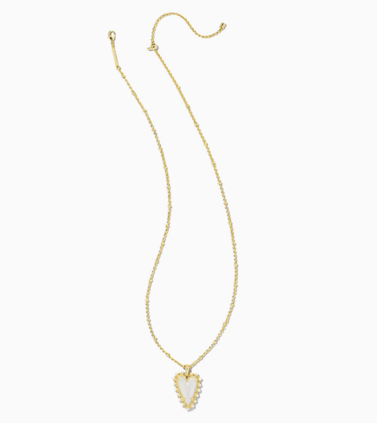 Beaded Ansley Gold Iridescent Frost Glass Heart Necklace - She Chester