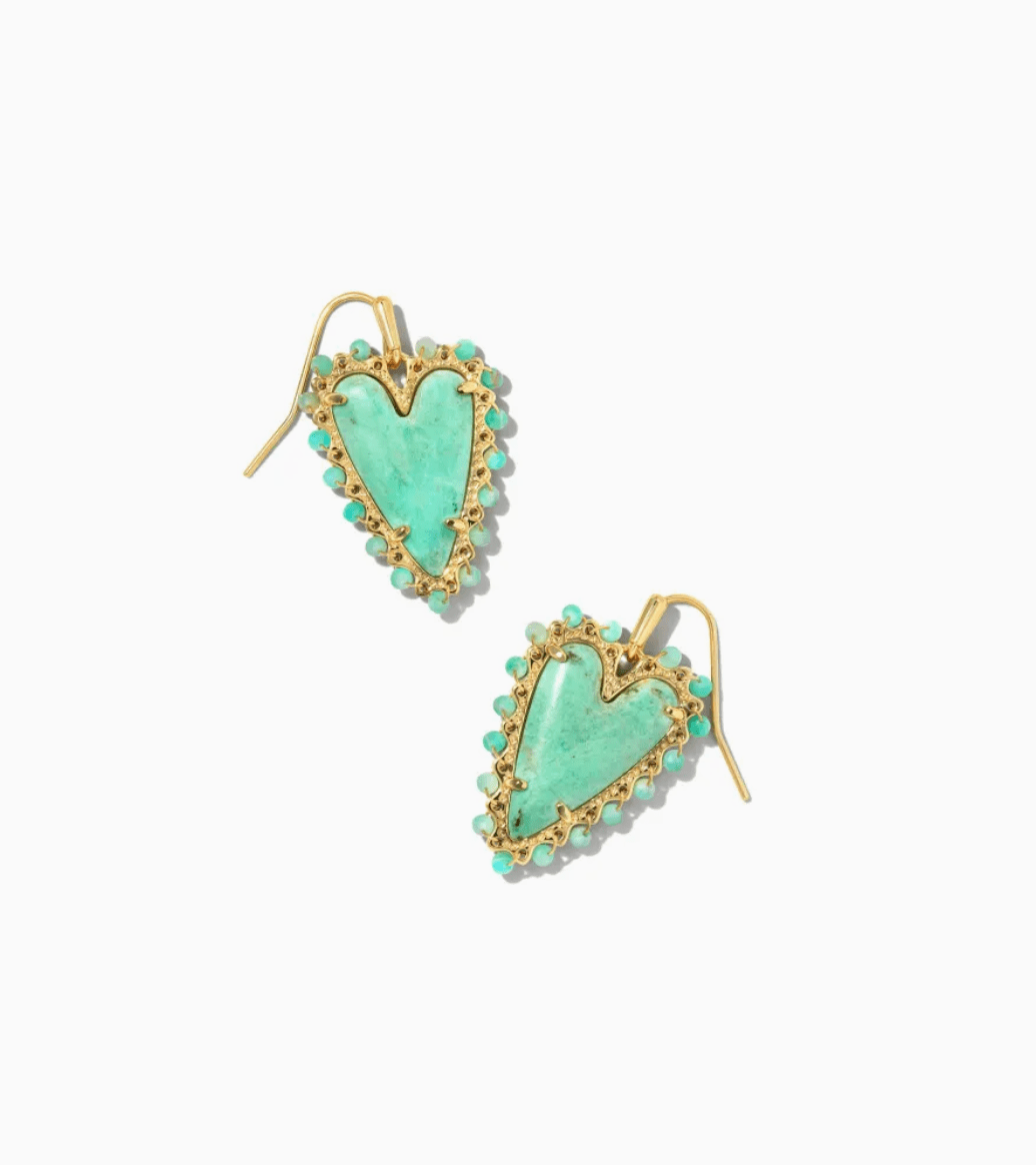 Beaded Ansley Gold Sea Green Chryscl Drop Earrings - She Chester