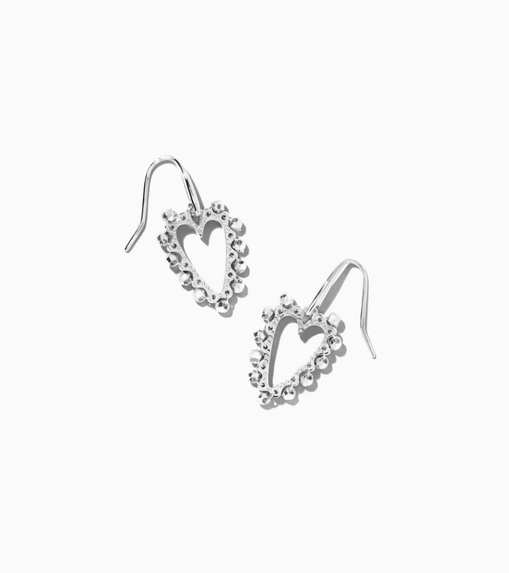 Beaded Ansley Rhodium Open Frame Earrings - She Chester
