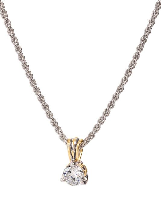 Beijos 7mm CZ Prong Set Pendant Necklace - She Chester