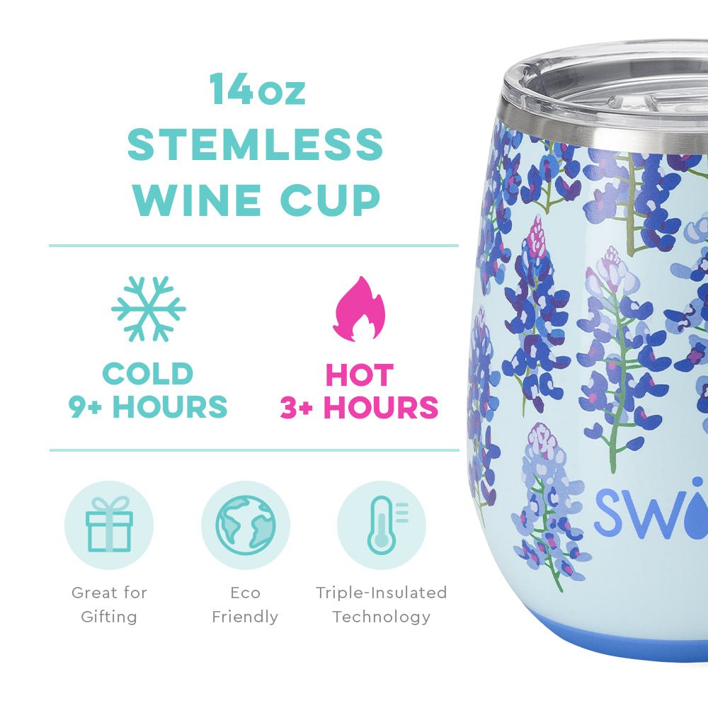 Bluebonnet Stemless Wine Cup 14oz - She Chester