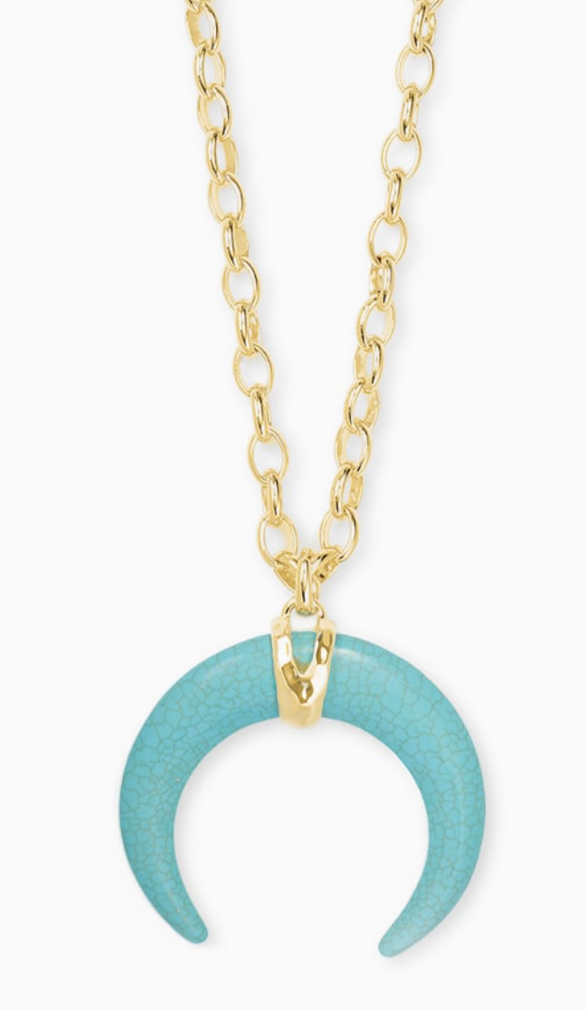 Rebecca Long Pendant Necklace Gold/Variegated Turq