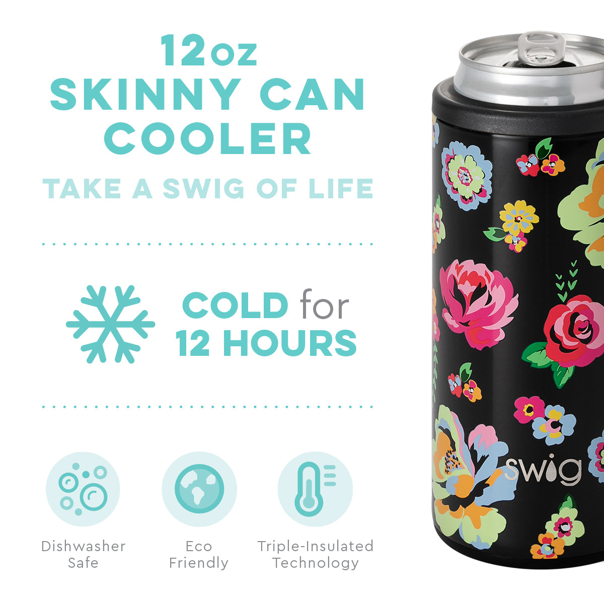 Fleur Noir Skinny Can Cooler