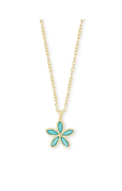 Kyla Flower Pndnt Nck Gold Teal MOP