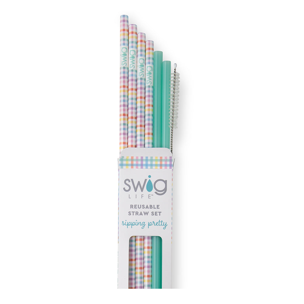 Pretty in Plaid Reusable Straws