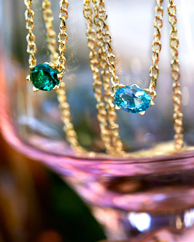 Cailin Pendant Necklace Gold Green Crystal - She Chester
