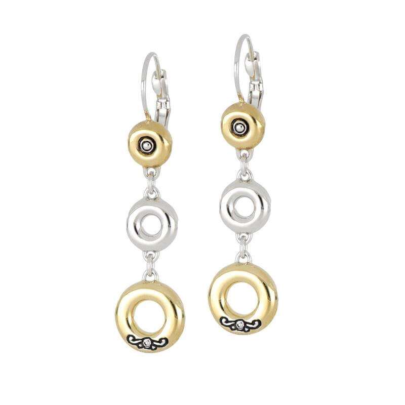 CICLO D'AMOR LARGE TWO TONE TRIPLE DROP DANGLE EARRINGS - She Chester