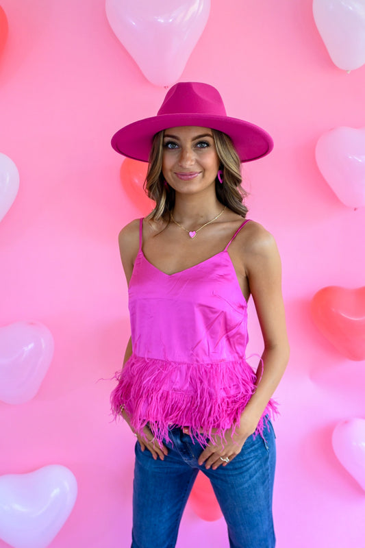 Cloe Hot Pink Feather Tank - She Chester