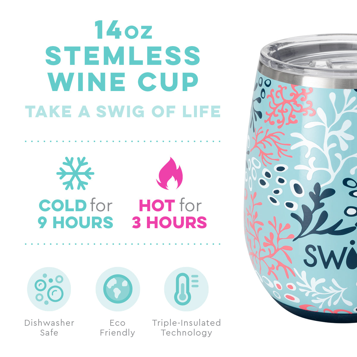 Coral Me Crazy Wine Cup (14oz)