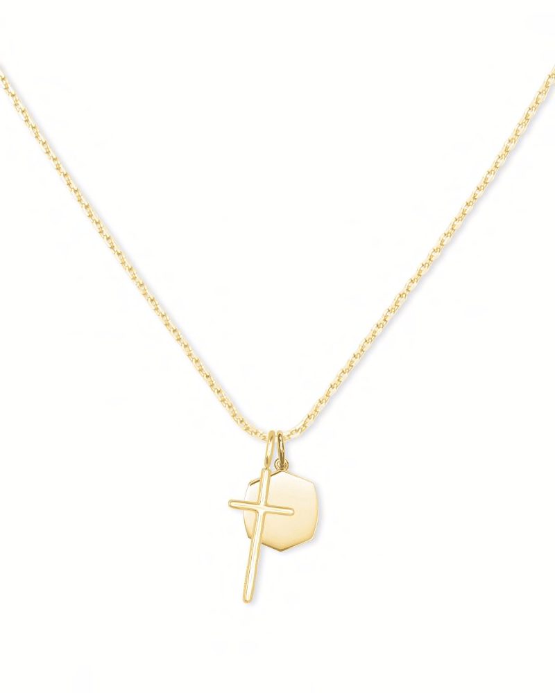 Cross Charm Necklace 18k Gold Vermeil - She Chester