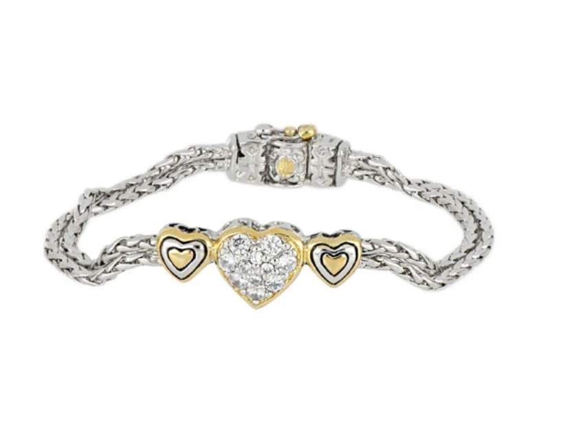 Heart Collection Three Heart Pavé Center Bracelet B2918-AF00
