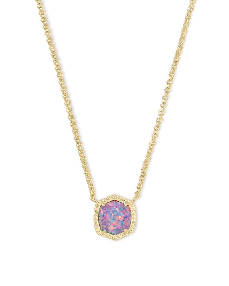 Davie Short Pendant Necklace Gld/Lavendar Opal