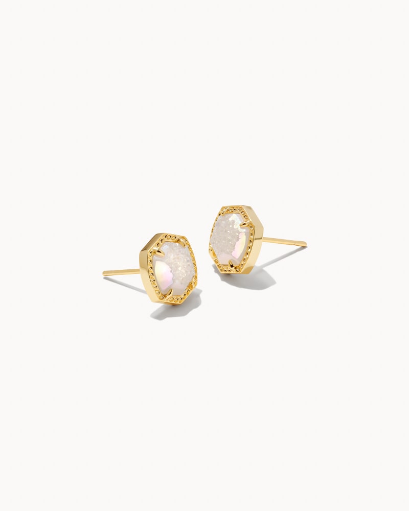 Davie Stud Earrings Gold Iridescent Drusy - She Chester