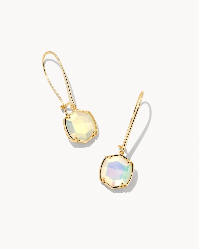 Davis Drop Earrings Gold Iridescent Opalite - She Chester
