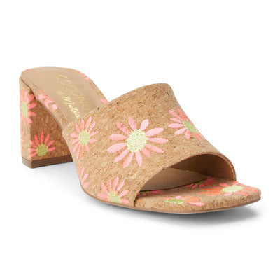 Kristin Cork Pink Daisy Embroidered Sandal - FINAL SALE