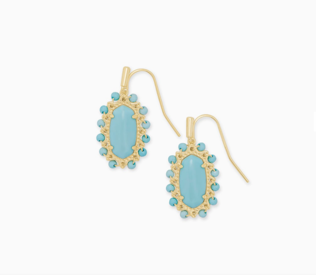 Beaded Lee Drop Earrings Gold/Light Blue Magnesite