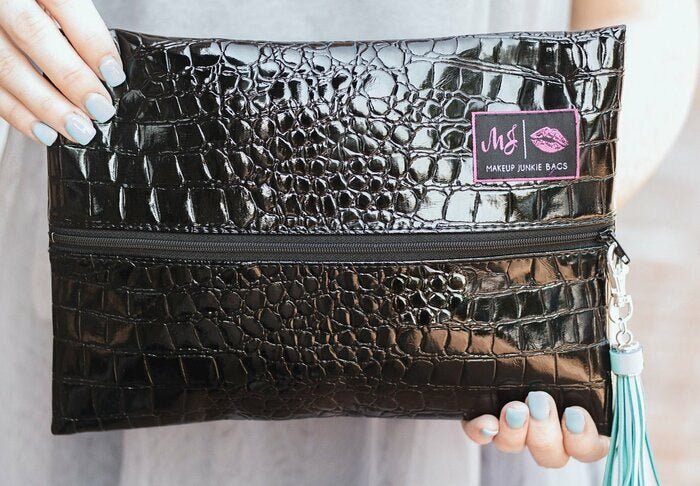 Midnight Gator Large Makeup Junkie Bag