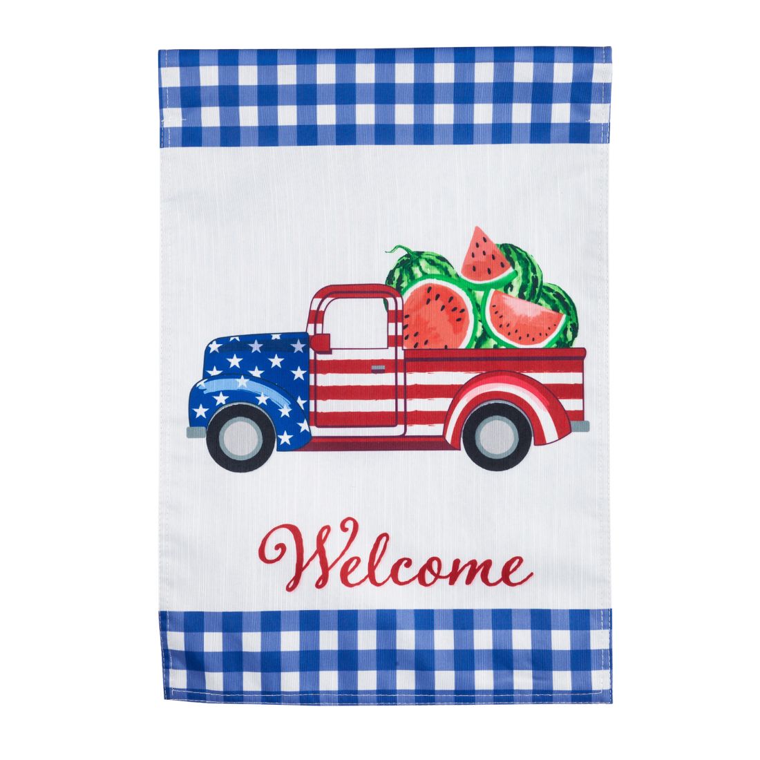 Patriotic Watermelon Truck Garden Flag