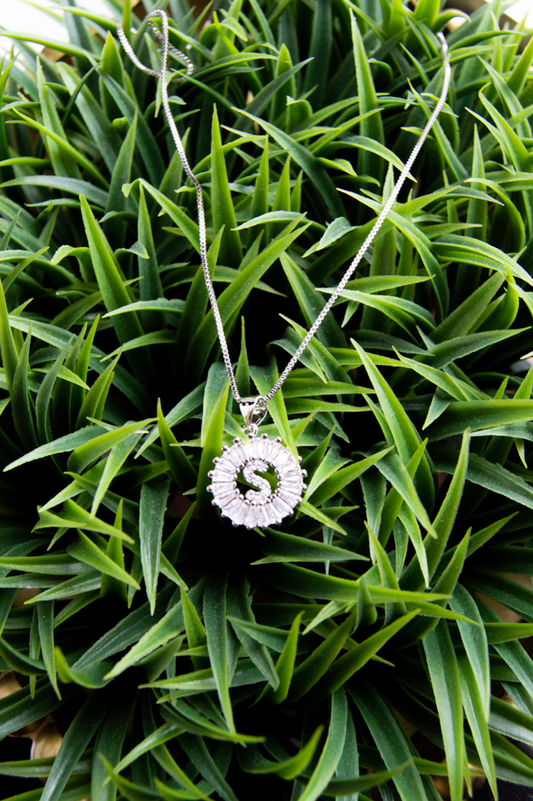 Gemelli Silver Circle Initial Necklace -