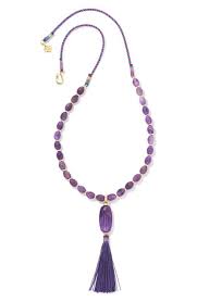 INSLEY LONG PENDANT NECKLACE GOLD PURPLE MIX